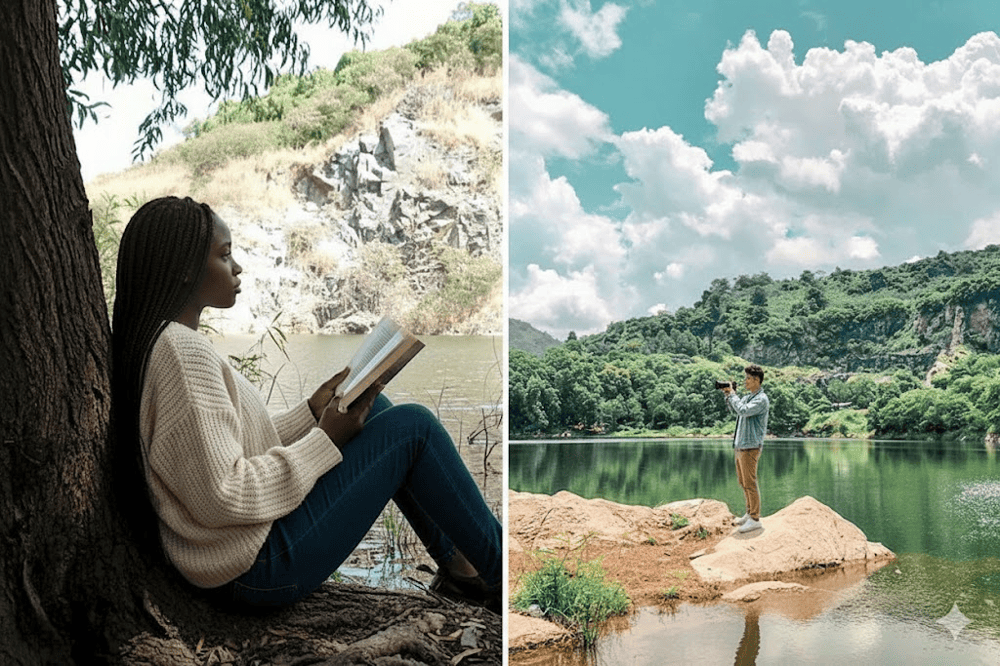 Khi đến hồ N&uacute;i Đ&aacute;, du kh&aacute;ch c&oacute; thể dạo quanh ngắm cảnh, chụp ảnh hoặc cắm trại